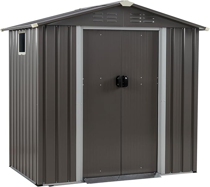 JYQAQA 6x4 FT Outdoor Garden Storage Shed, Waterproof Metal Garden Sheds by JYQAQA