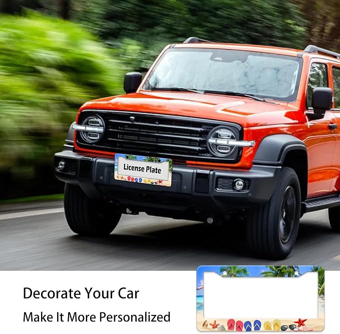 Beach Flip Flops License Plate Frame, Ocean Beach Vacation Scene License Plate - Image 4