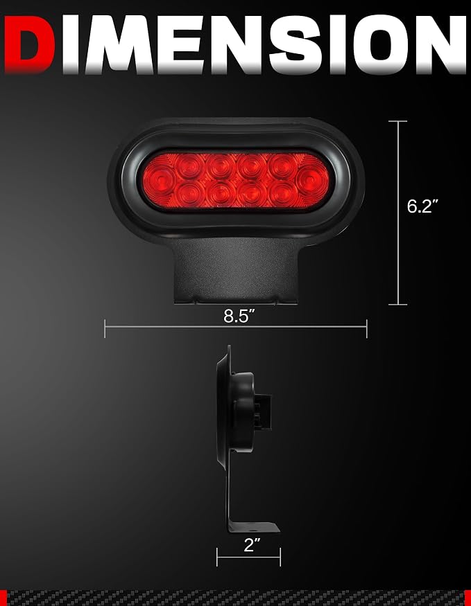 Young Bike Rack Brake Light & Plate Kit, 6 Inch 10LEDs Oval Red LED Tail Light - Image 8