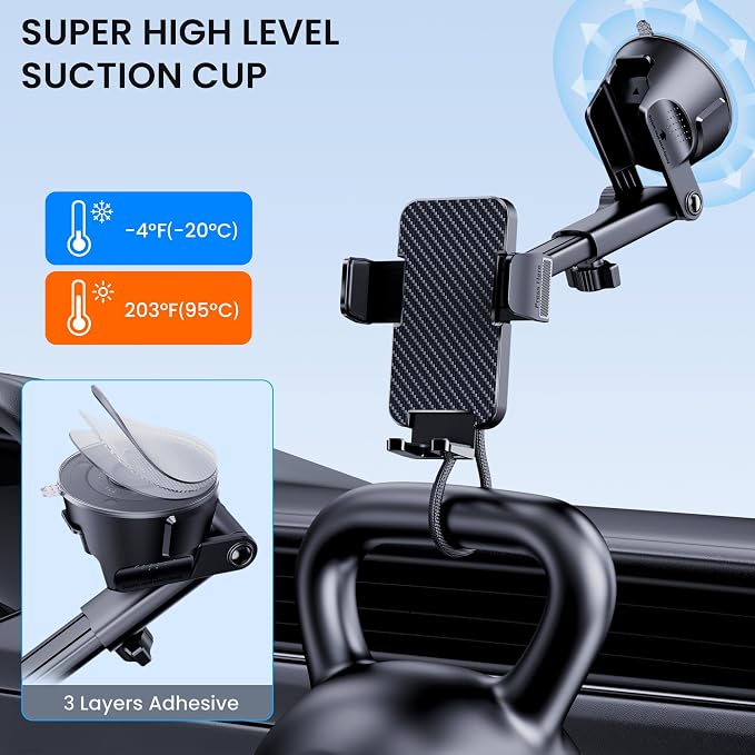 Phone Holder Car Cell Phone Car Holder 3 in 1 Dashboard Windshield Air Vent - Image 6