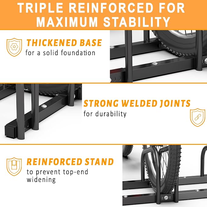 Ultrawall Bike Storage Rack for Garage, 3 Bikes Floor Bike Stand, Bicycle - Image 4