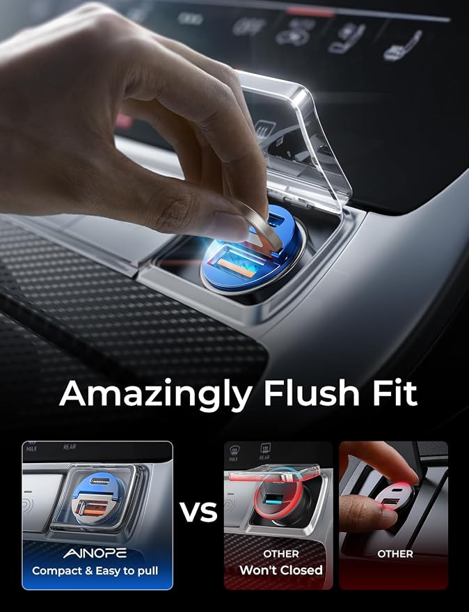 AINOPE 90W Super Fast Car Charger, Invisible USB C 45W Car Charger Fast - Image 5
