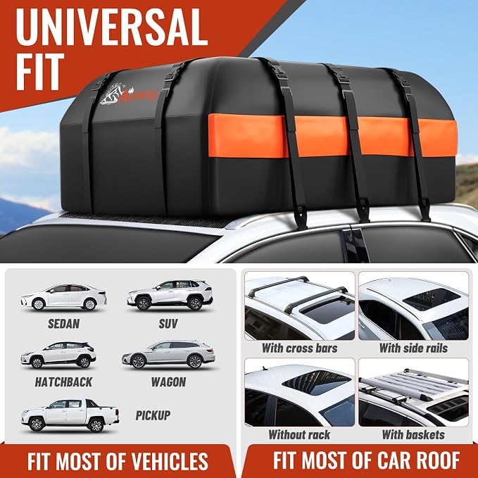Car Rooftop Cargo Carrier Bag, 20 Cubic Feet Waterproof Heavy Duty 840D Car - Image 5