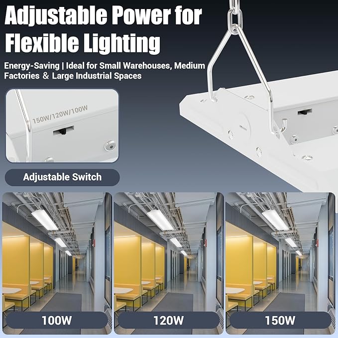 LED Linear Shop Lights 150W, 22500LM Led High Bay Lights 5000K Daylight 120-277V - Image 4