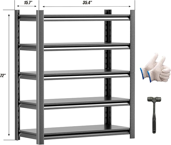 Garage Shelving Unit Rustproof 72" H3000bls Heavy Duty Storage Shelves Easy - Image 2