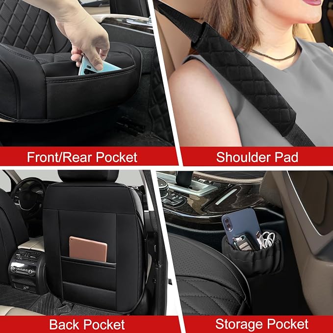 2 Pack Leather Front Car Seat Covers, Universal Breathable Full Surround - Image 5