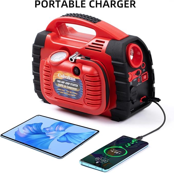 Jump Starter with Air Compressor, 260PSI 1000A Car Battery Jump Starter Battery - Image 5