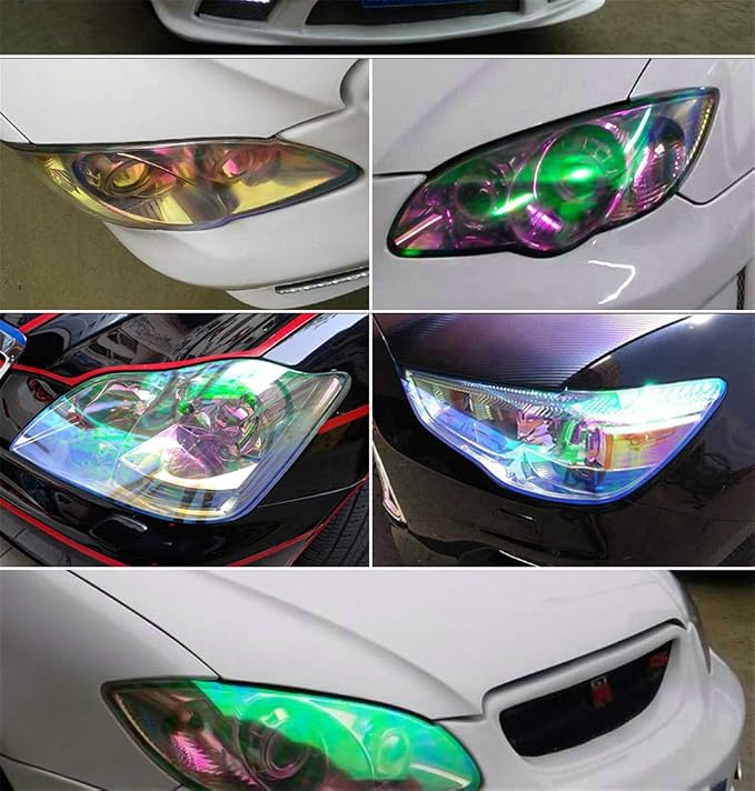 LED LIGHT 12 by 48 inches Self Adhesive Shiny Chameleon Headlights Tail Lights - Image 4