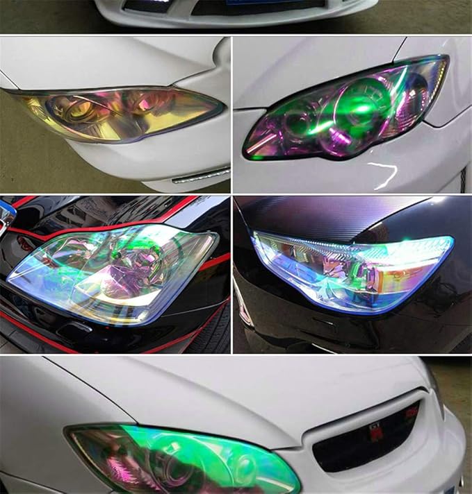 LED LIGHT 12 by 48 inches Self Adhesive Shiny Chameleon Headlights Tail Lights - Image 4