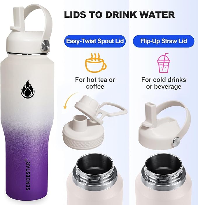 SENDESTAR 32oz Water Bottle Wide Mouth Stainless Steel Vacuum Insulated Double - Image 2