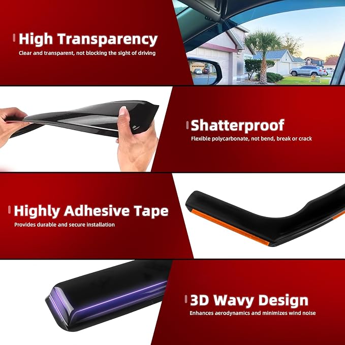in Channel Rain Guards Fits for Honda Civic 2016-2021 Sedan 4-Door, Durable - Image 4