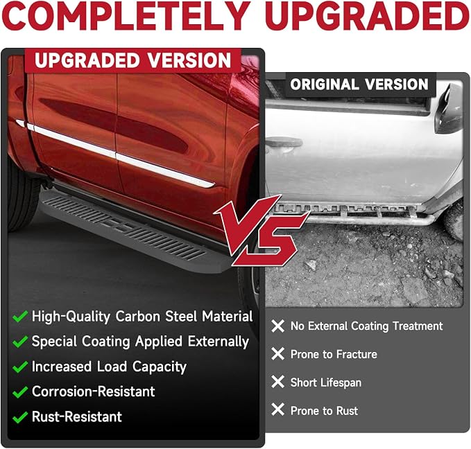 6'' Running Boards Side Steps Nerf Bars – Heavy-Duty Carbon Steel - Image 3