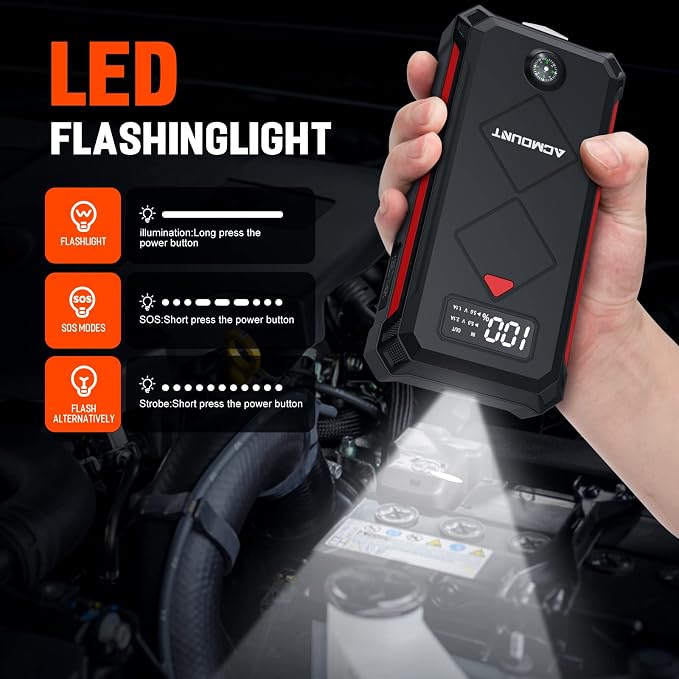 P100 Car Jump Starter, 5000A Peak Lithium Jump Starter Battery Pack - Image 5