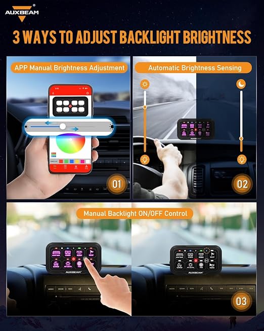 Auxbeam 8 Gang Switch Panel Bluetooth RGB AC-800 - Image 6