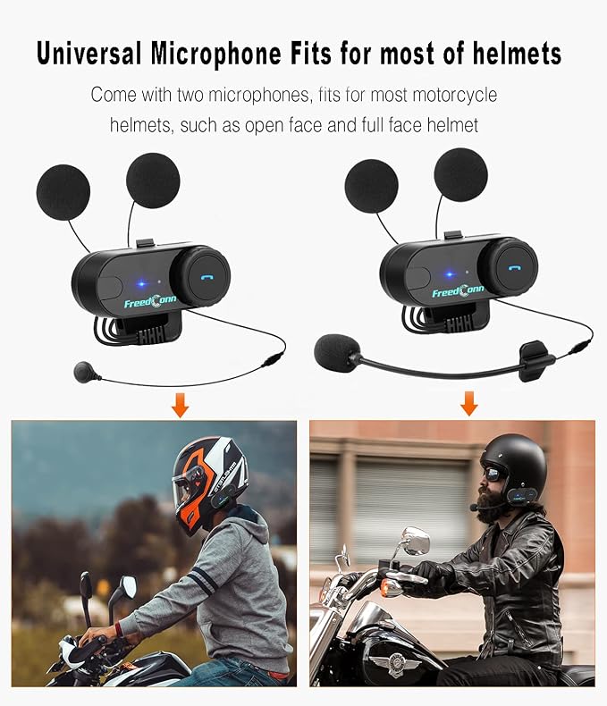 FreedConn Motorcycle Bluetooth Headset, TCOM VB 2-Way 800M Helmet Communication - Image 6