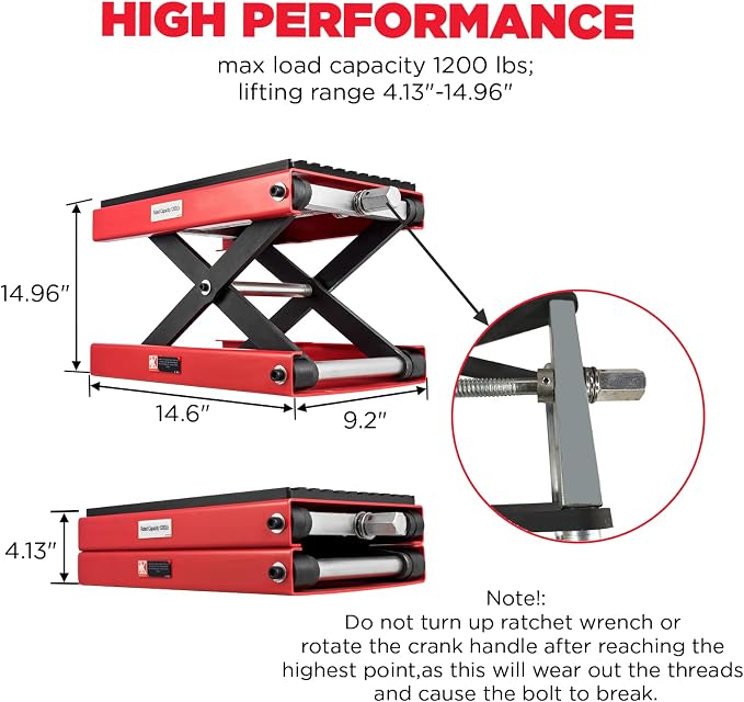 CXRCY 1200 LBS Motorcycle Lift Scissor Jack Upgraded Dirt Bike ATV Steel - Image 5