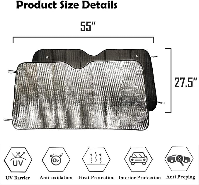 Big Ant Windshield Sun Shade UV Rays Sun Visor Shade, Auto Front Windshield - Image 2