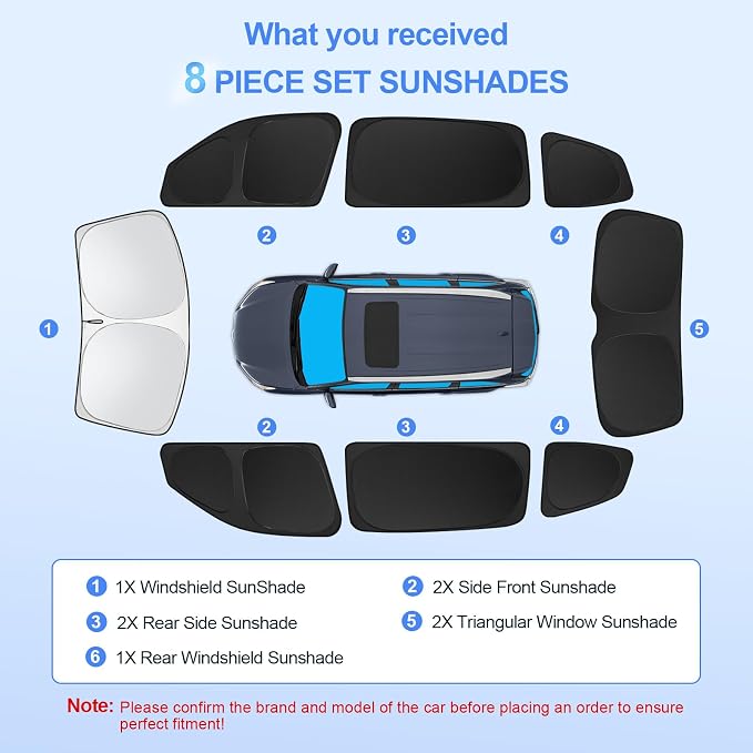 8pcs Car Window Shades for Volkswagen VW Atlas 2018-2025 Accessories, - Image 7