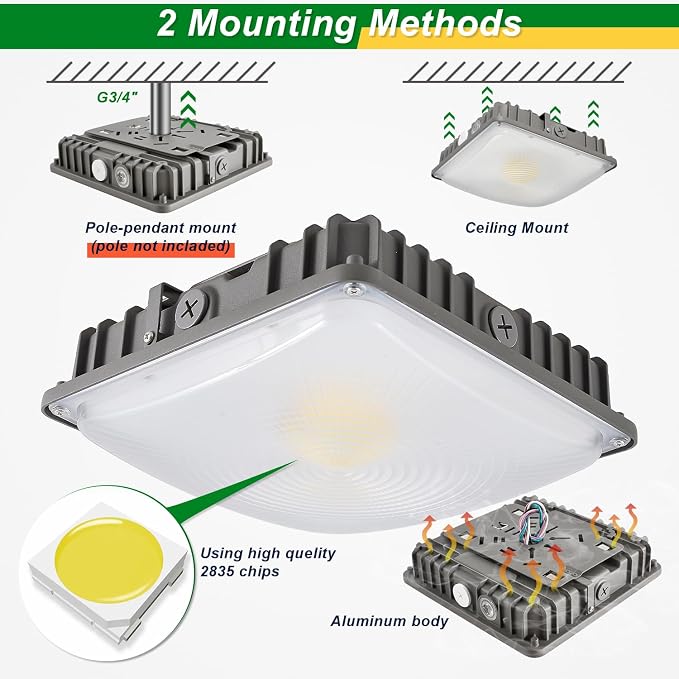 70W/45W/30W Power Selectable LED Canopy Garage Light - Image 3