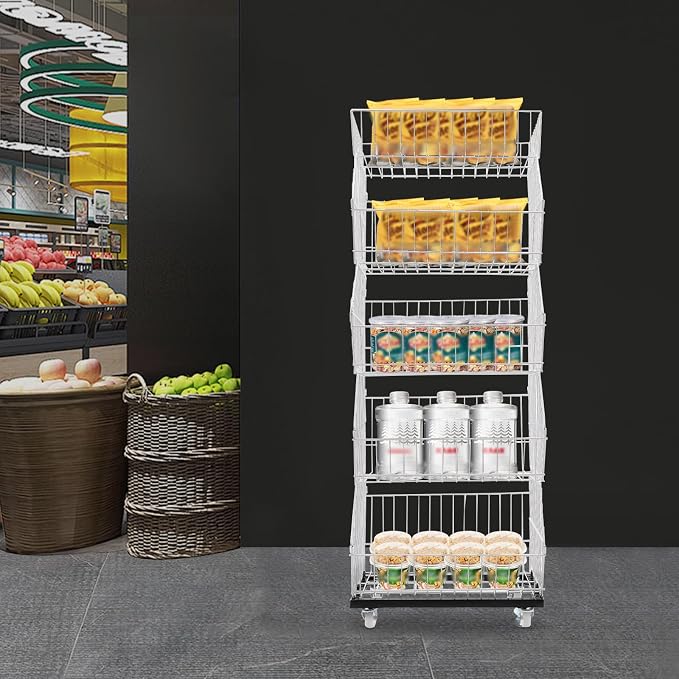 Retail Display Rack 5-Tier Market Merchandise Display Shelf Fruit Store Storage - Image 2