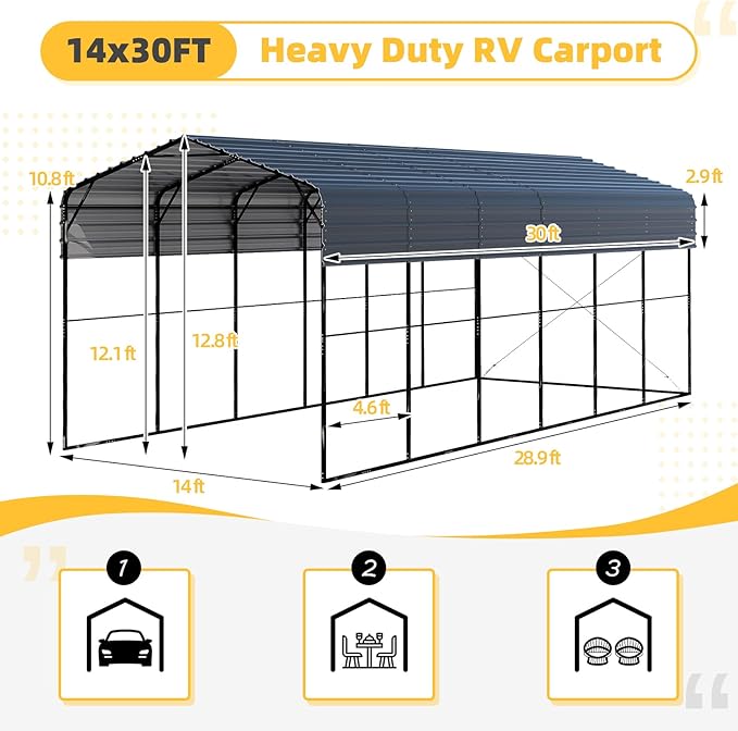 EROMMY 14x30 FT RV Carport, Heavy Duty Car-Port - Image 2