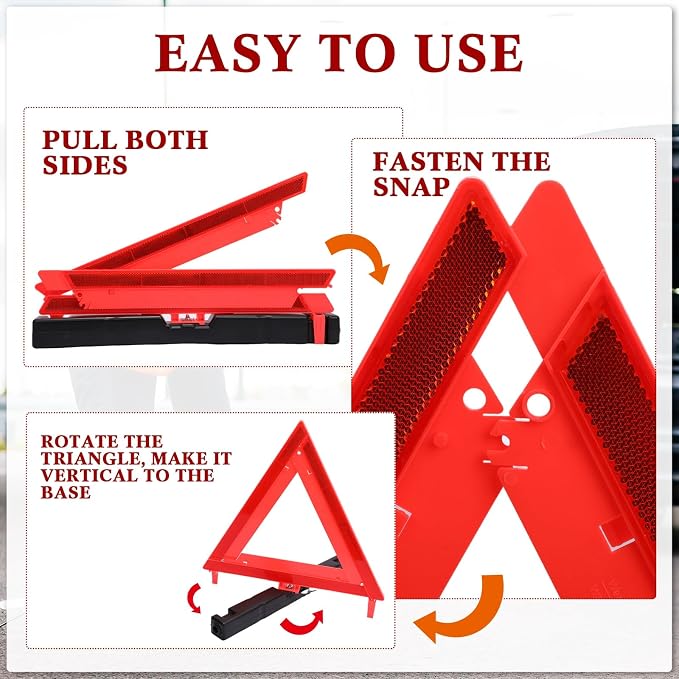 Kanayu Warning Triangle DOT Approved Foldable Emergency Safety Triangles - Image 4