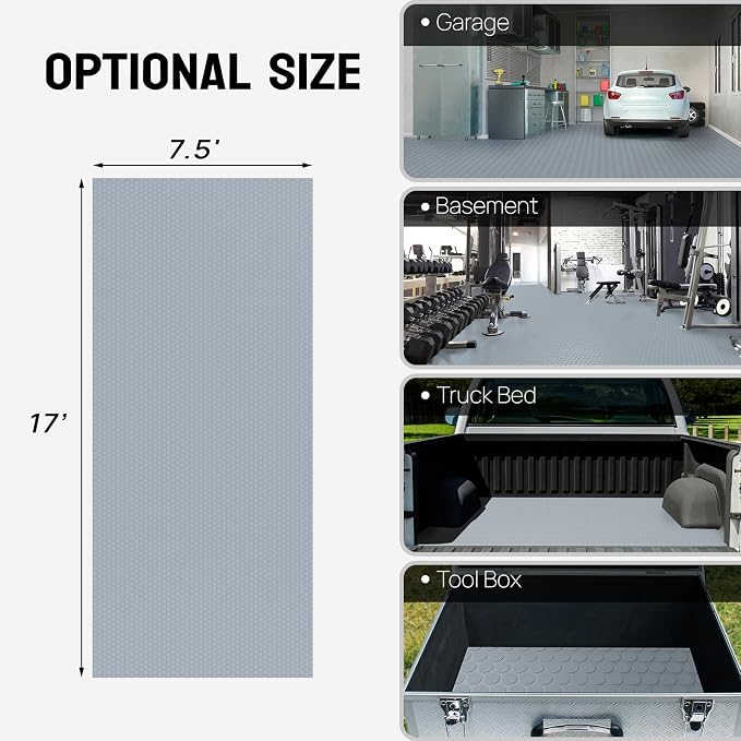 TUFFIOM 7.5x17 FT Garage Floor Mat, Coin Plate Sheet PVC Roll - Image 6