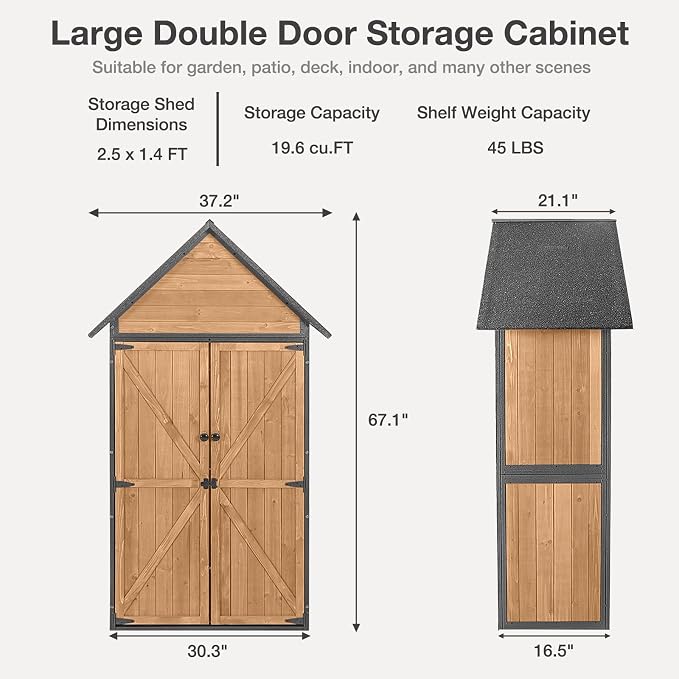 Outdoor Storage Shed with Floor and Waterproof Roof - Image 2
