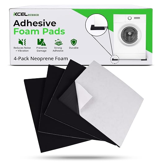 XCEL 4 Pack 12" x 12" x 1/4" Self Stick Foam Rubber Pads by XCEL