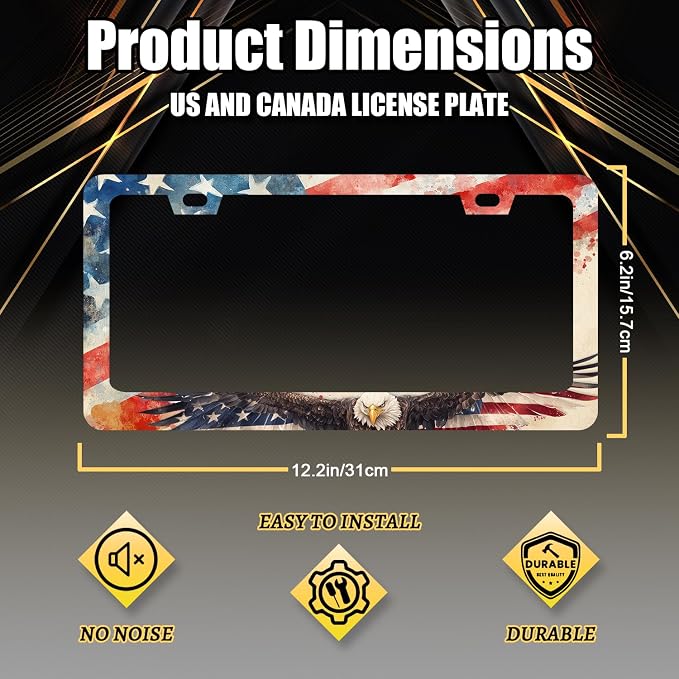 Eagle American Flag License Plate Frame Patriotic Eagle License Plate Holder - Image 2