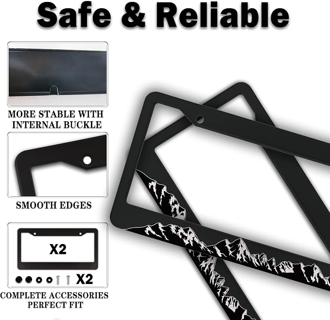 License Plate Frames for Men Black and White License Plate Frame for Women - Image 4