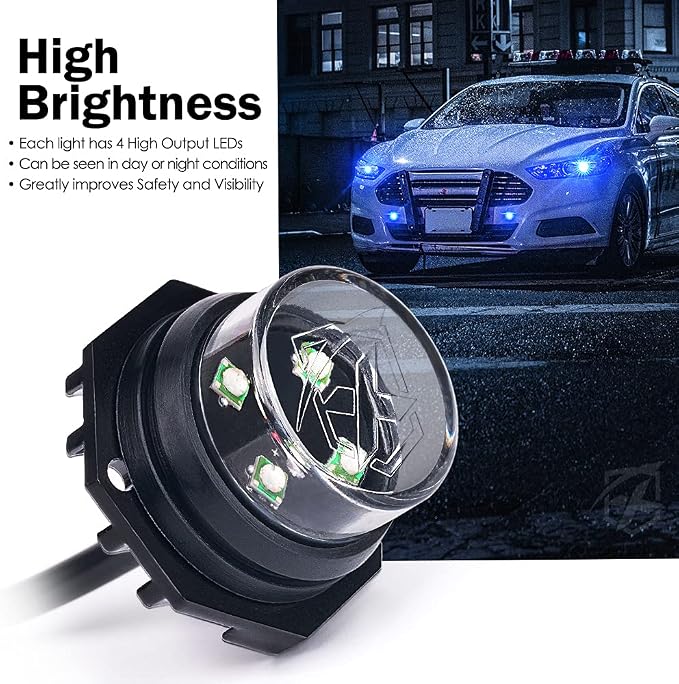 Xprite Blue LED Hideaway Strobe Police Lights Kit, 20 Flashing w/Control Panel - Image 2