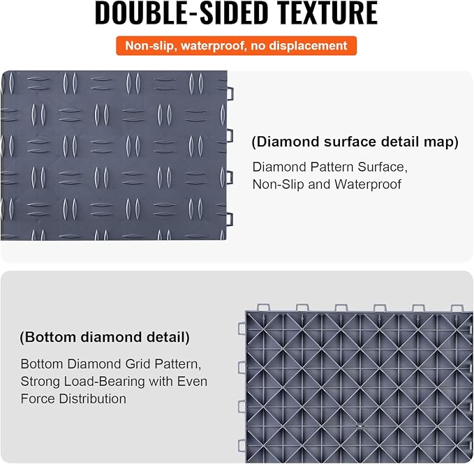 VEVOR Garage Tiles Interlocking, Non-Slip Double-Sided Texture Garage Flooring - Image 4