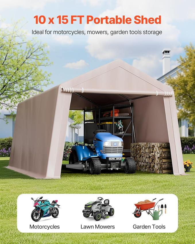 VEVOR Outdoor Storage Shed, 10 x 15 ft Portable Storage Tent - Image 2