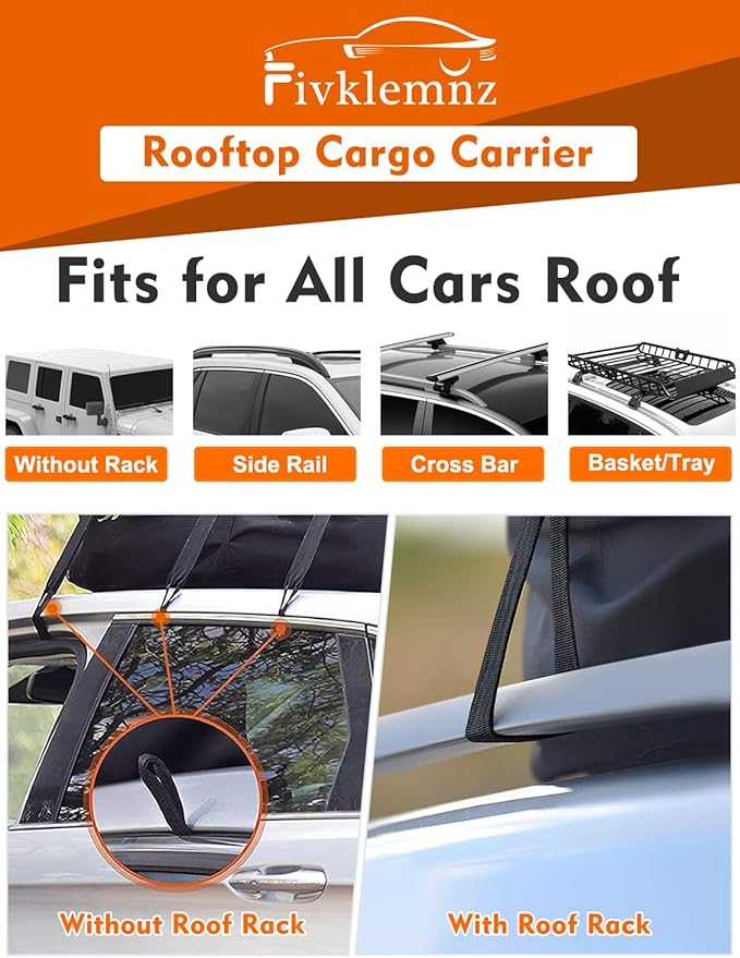 FIVKLEMNZ 30 Cubic Car Rooftop Cargo Carrier Roof Bag Waterproof - Image 4