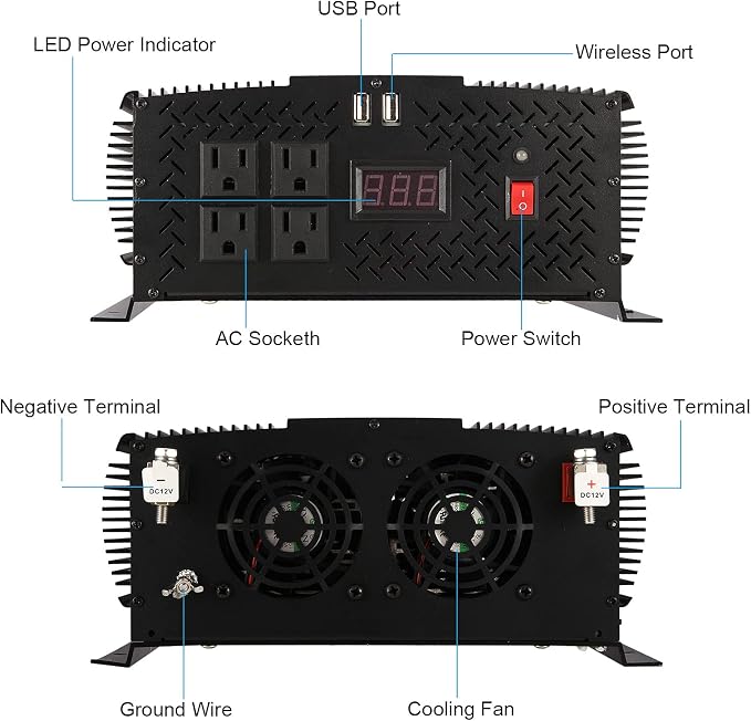 5500 Watt Inverter 5500W Inverter 12V to 110V/120V Power Inverter Truck RV - Image 3