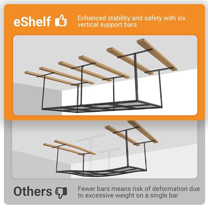 3ftx8ft Overhead Garage Storage Rack, Heavy-Duty Metal Garage Ceiling Storage - Image 3