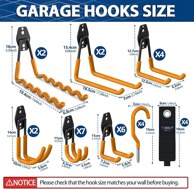 3-H Garage Wall Hooks 31 Pack, Garage Hooks Heavy Duty - Image 3