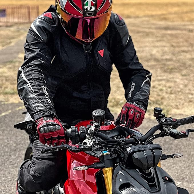 Harssidanzar Breathable Leather Motorcycle Gloves Touchscreen - Image 2