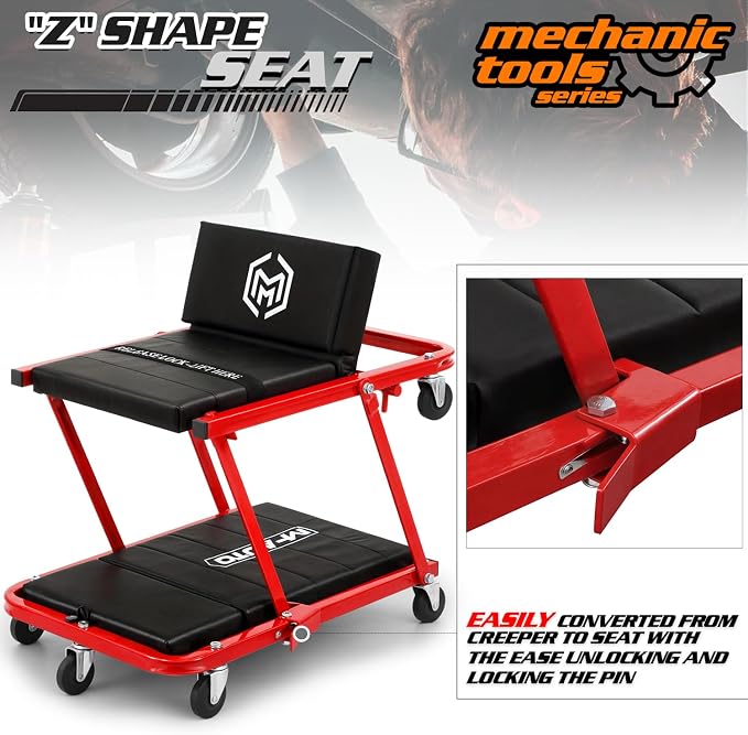 M-AUTO Heavy-Duty Convertible Mechanic Creeper, Z-Creeper 2-in-1 Creeper and - Image 7