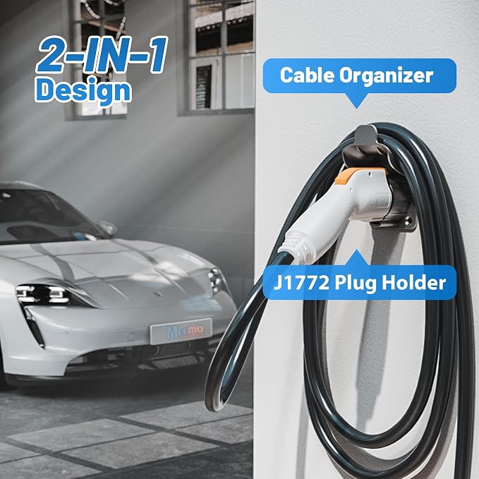 MECMO EV Charger Holder SAE J1772 Wall Mount Charging Cable Hanger Organizer - Image 9