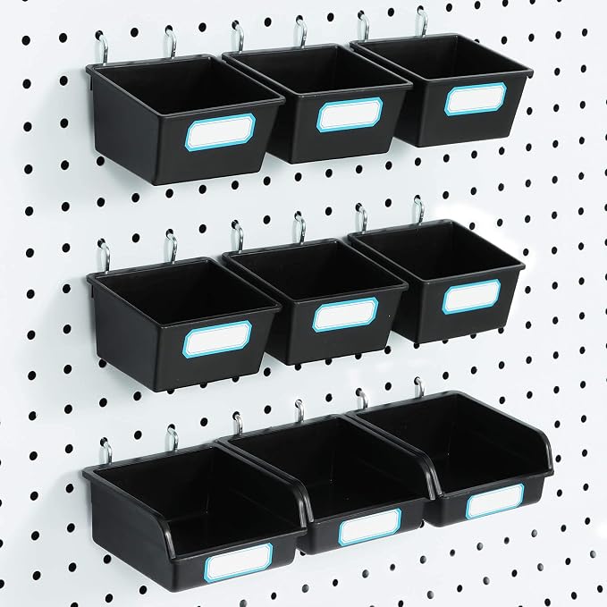 FRIMOONY Pegboard Bins with Hooks and Labels, - Image 2