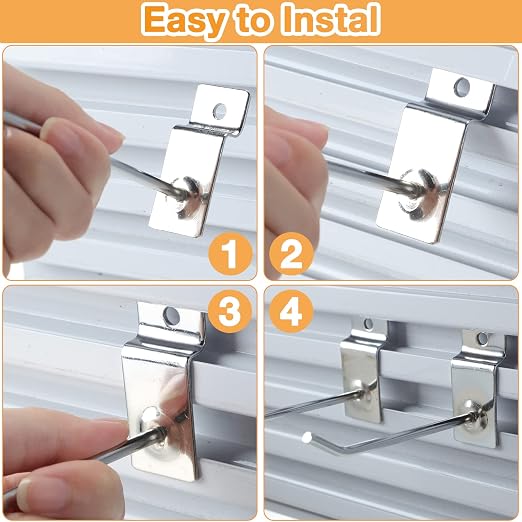 Moxweyeni 100 Pcs Heavy Duty Slatwall Panel Hooks Hanging Metal Slat Wall - Image 3