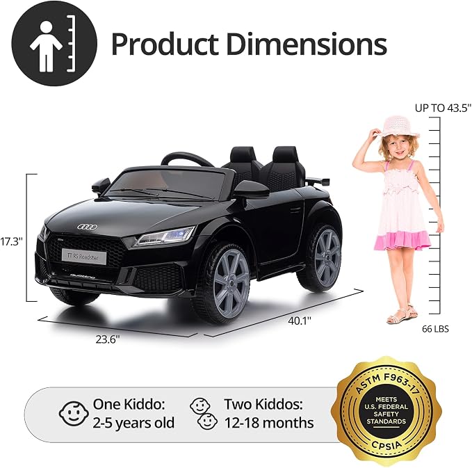 Electric Ride on Car for Kids, Licensed Audi 12V 7Ah Kids Ride-on Toy for - Image 7