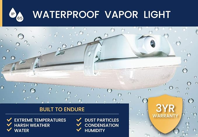 4 FT 6500K 72W LED Vapor Tight Lights | Commercial Indoor/Outdoor Hardwired - Image 2