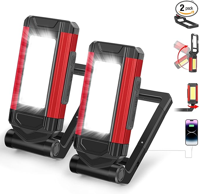 Rechargeable LED Magnetic Work Light 2 Pack, Portable Tool Gifts by YiaMiaNightLights
