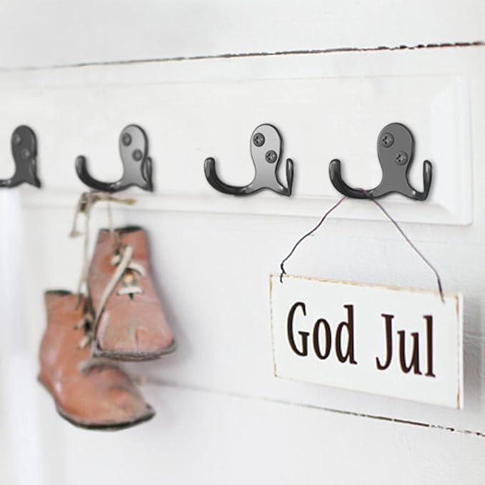 12 Heavy Duty Double Prong Coat Hooks | Wall Hooks - Image 3