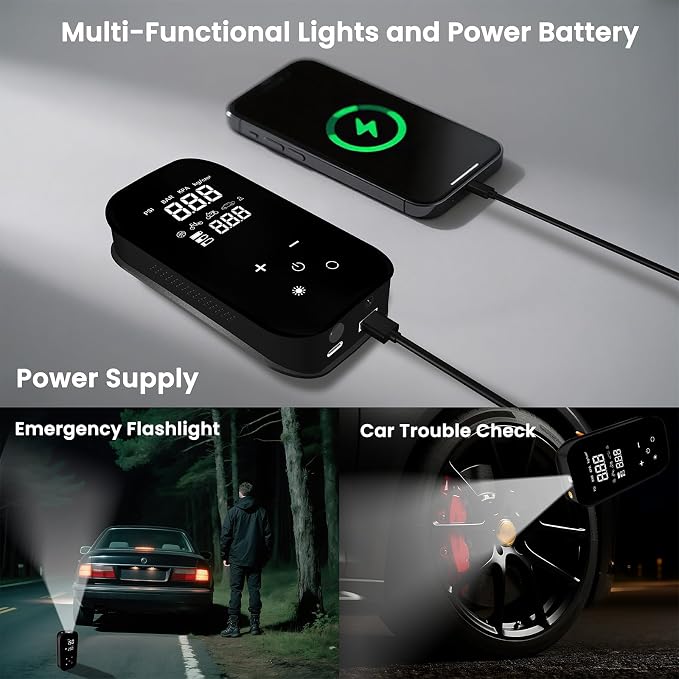 Tire Inflator Portable Air Compressor, 6X Faster 150 PSI 12000mAh Battery Air - Image 7