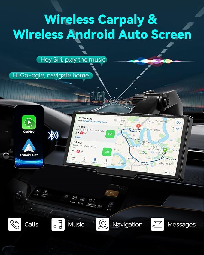Wireless Carplay Screen for Car, 10.26" Android Auto Screen Compatible - Image 2