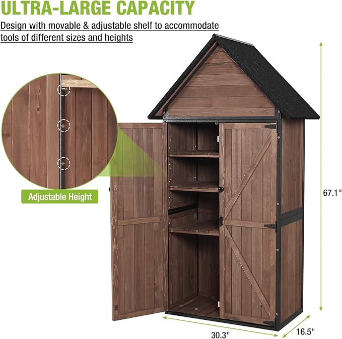 Outdoor Storage Shed Cabinet Strong Iron Frame Surrounding Garden Tool Storage - Image 5
